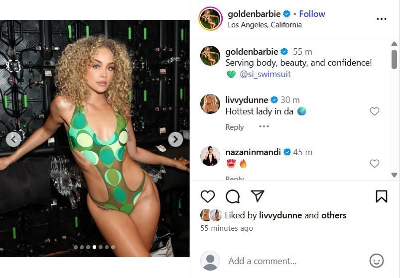 Screenshot of comment (Image via IG/@goldenbarbie)